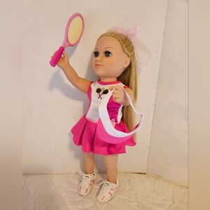 MY LIFE 18"DOLL WITH NEW 6pc TENNIS OUTFIT